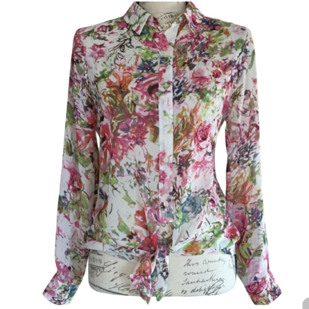 Liz Claiborne Sheer Floral Blouse.